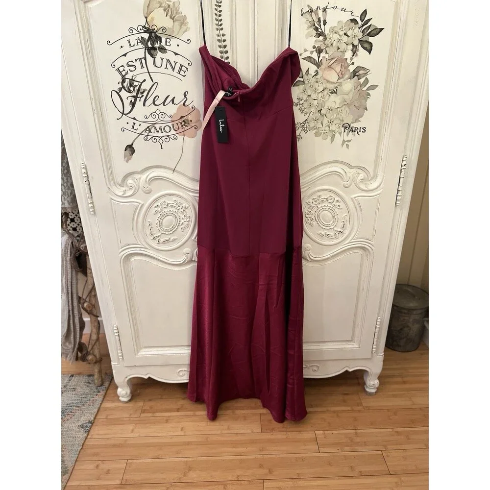 Lulus Compelling Style Plum Purple Maxi Dress Strapless A-Line Size M NWT